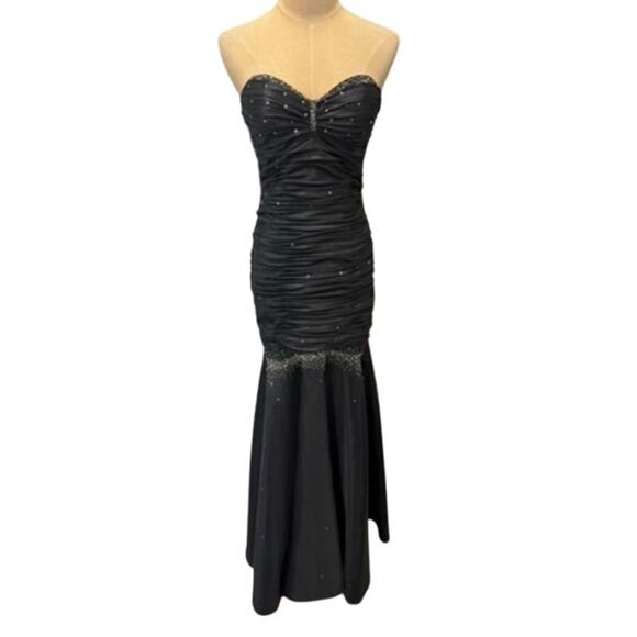 "JUMP APPAREL" VTG Prom Ballgown Bedazzled Dress SZ 3/4 1980s Mermaid Bling Sexy - Picture 1 of 12